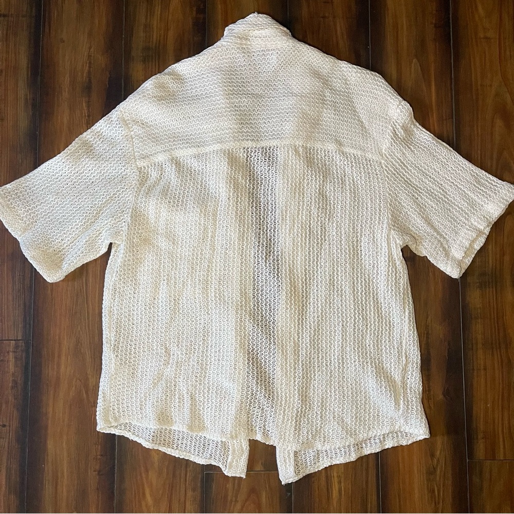 Zara Cream Textured Button Down Shirt - Picture 6 of 6